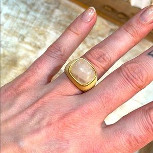 Rose Quartz and Enamel Ring size 7.5